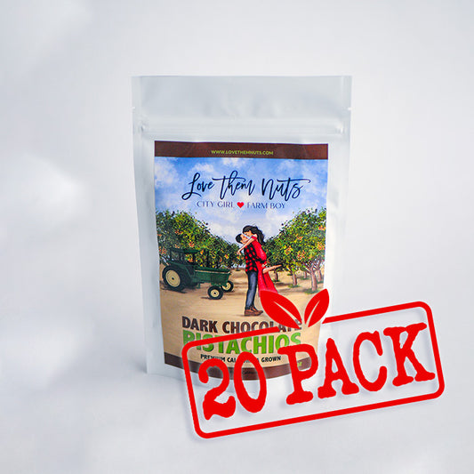 Premium Dark Chocolate Covered Pistachios, 20-pack, 4oz each